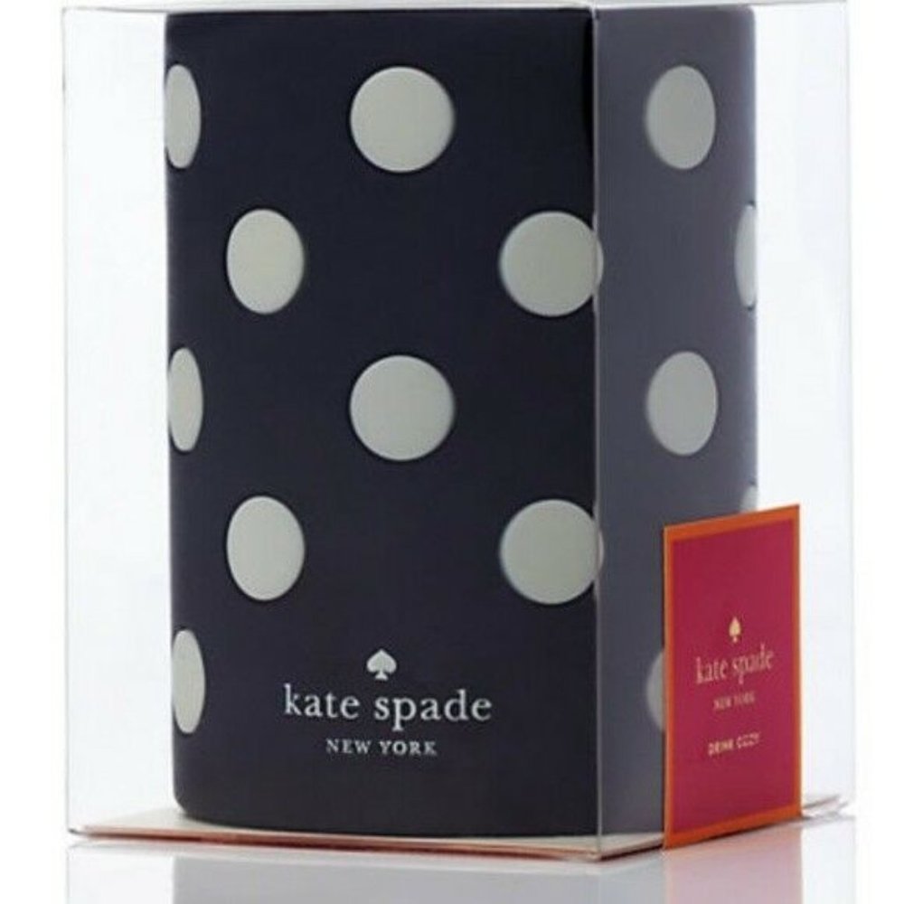 Kate Spade Let's Chill Drink Cozy Black & White Polka Dot New with tags!